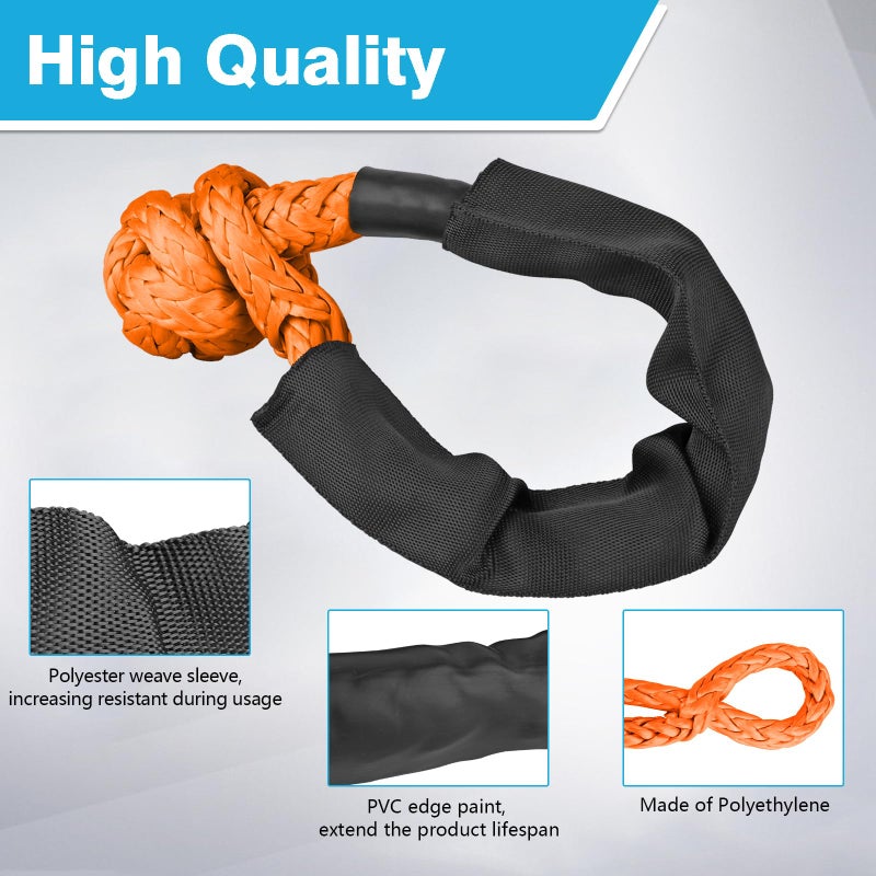 ZAMLIE 2 Pack Orange Soft Shackles 57,000 LBS Breaking Strength 1/2 inch X 22 inch with Protective Sleeve for Off-Road Sailing Trucks 4x4 UTV Synthetic Road Recovery Rope Soft Shackle for Recovery - Image 5